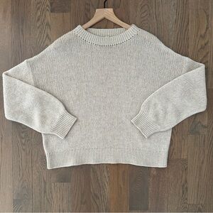 Margaret O'Leary Crew Neck 100% Cashmere Long Sleeve Sweater Cream Oatmeal M